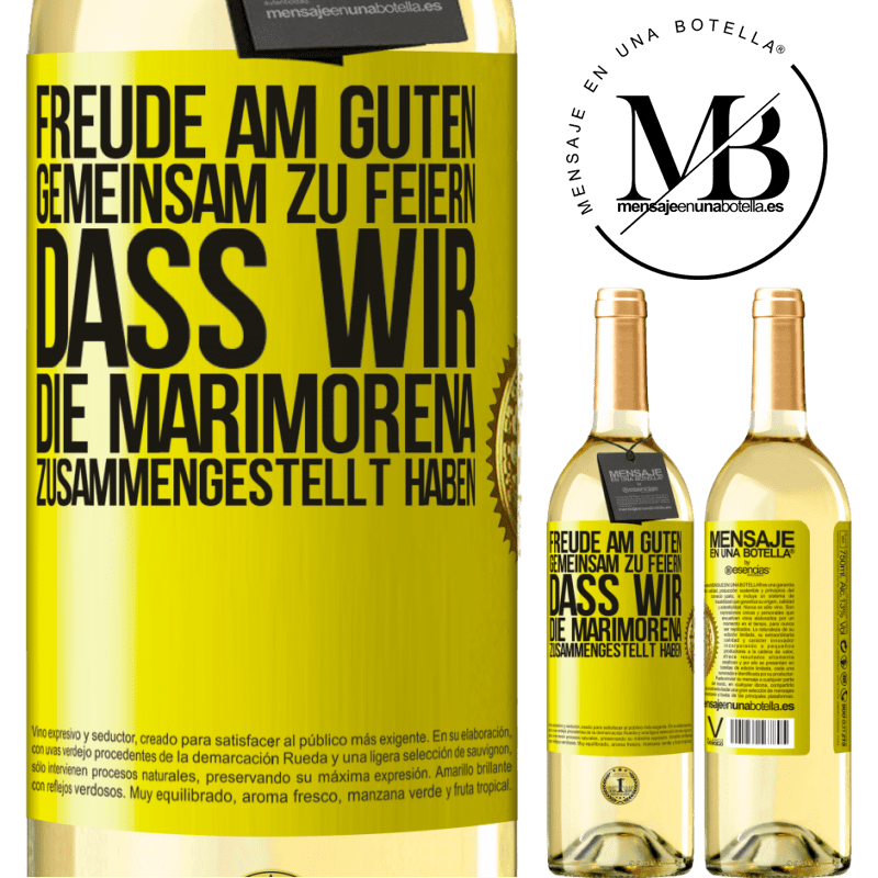 29,95 € Kostenloser Versand | Weißwein WHITE Ausgabe Freude am Guten, gemeinsam zu feiern, dass wir die Marimorena zusammengestellt haben Gelbes Etikett. Anpassbares Etikett Junger Wein Ernte 2025 Verdejo