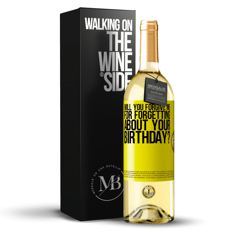 29,95 € Free Shipping | White Wine WHITE Edition Will you forgive me for forgetting about your birthday? Yellow Label. Customizable label Young wine Harvest 2023 Verdejo