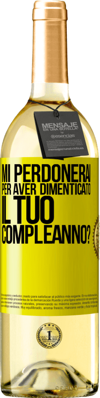 29,95 € | Vino bianco Edizione WHITE Mi perdonerai per aver dimenticato il tuo compleanno? Etichetta Gialla. Etichetta personalizzabile Vino giovane Raccogliere 2024 Verdejo