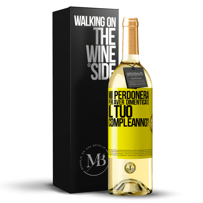 29,95 € Spedizione Gratuita | Vino bianco Edizione WHITE Mi perdonerai per aver dimenticato il tuo compleanno? Etichetta Gialla. Etichetta personalizzabile Vino giovane Raccogliere 2024 Verdejo