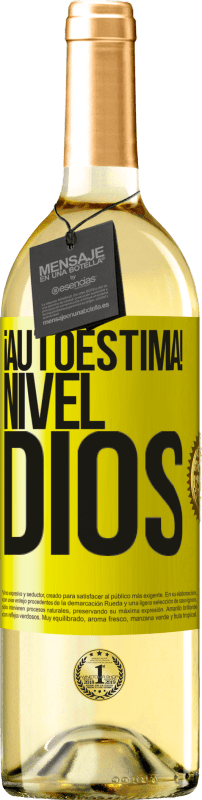 29,95 € | Vino Blanco Edición WHITE ¡Autoestima! Nivel dios Etiqueta Amarilla. Etiqueta personalizable Vino joven Cosecha 2023 Verdejo