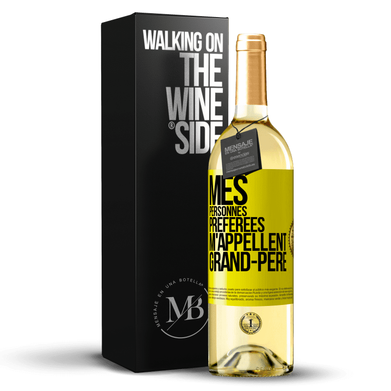 29,95 € Envoi gratuit | Vin blanc Édition WHITE Mes personnes préférées m'appellent grand-père Étiquette Jaune. Étiquette personnalisable Vin jeune Récolte 2024 Verdejo