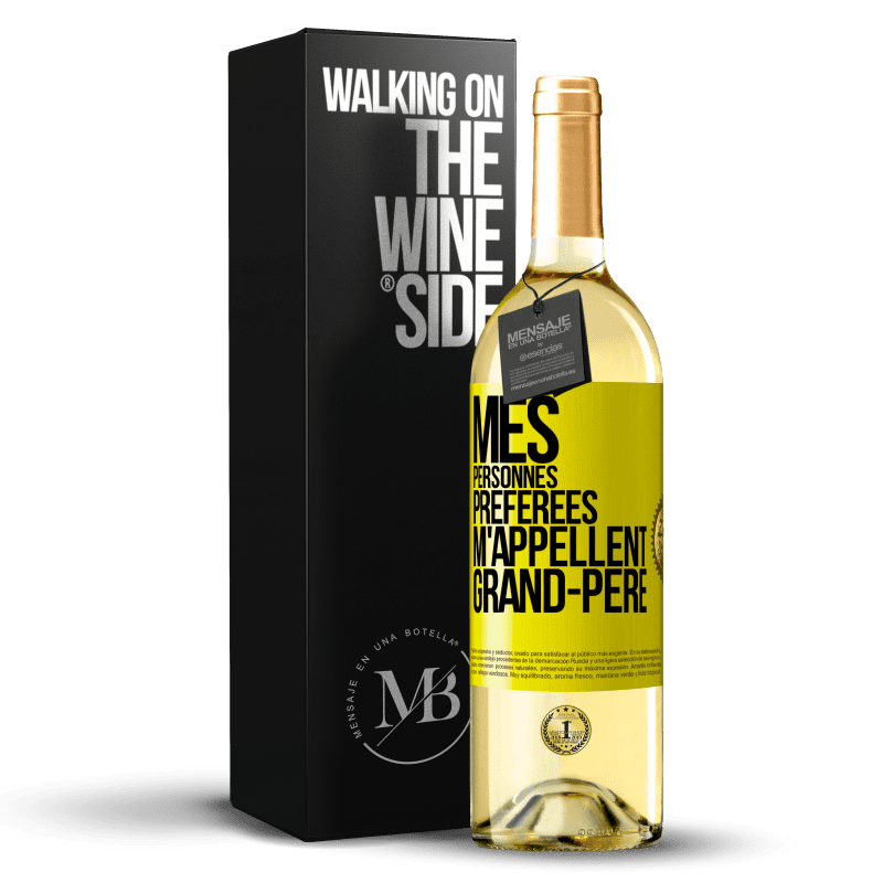 29,95 € Envoi gratuit | Vin blanc Édition WHITE Mes personnes préférées m'appellent grand-père Étiquette Jaune. Étiquette personnalisable Vin jeune Récolte 2025 Verdejo
