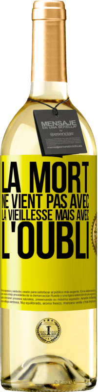 29,95 € Envoi gratuit | Vin blanc Édition WHITE La mort ne vient pas avec la vieillesse, mais avec l'oubli Étiquette Jaune. Étiquette personnalisable Vin jeune Récolte 2025 Verdejo