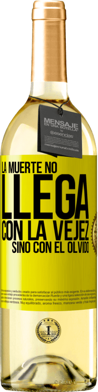 29,95 € Envío gratis | Vino Blanco Edición WHITE La muerte no llega con la vejez, sino con el olvido Etiqueta Amarilla. Etiqueta personalizable Vino joven Cosecha 2023 Verdejo