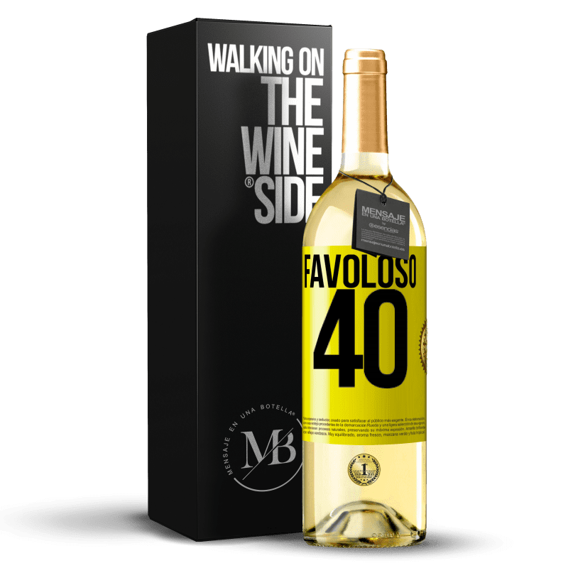 29,95 € Spedizione Gratuita | Vino bianco Edizione WHITE Favoloso 40 Etichetta Gialla. Etichetta personalizzabile Vino giovane Raccogliere 2023 Verdejo
