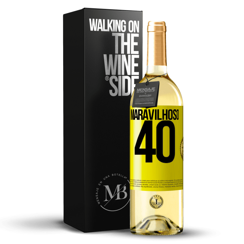 29,95 € Envio grátis | Vinho branco Edição WHITE Maravilhoso 40 Etiqueta Amarela. Etiqueta personalizável Vinho jovem Colheita 2023 Verdejo