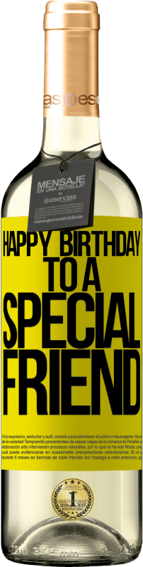 29,95 € Envoi gratuit | Vin blanc Édition WHITE Joyeux anniversaire à un ami spécial Étiquette Jaune. Étiquette personnalisable Vin jeune Récolte 2025 Verdejo