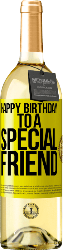 29,95 € | Vino bianco Edizione WHITE Buon compleanno ad un amico speciale Etichetta Gialla. Etichetta personalizzabile Vino giovane Raccogliere 2025 Verdejo