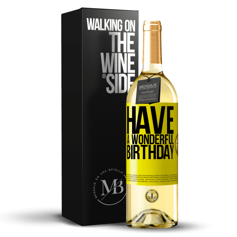 29,95 € Free Shipping | White Wine WHITE Edition Have a wonderful birthday Yellow Label. Customizable label Young wine Harvest 2025 Verdejo