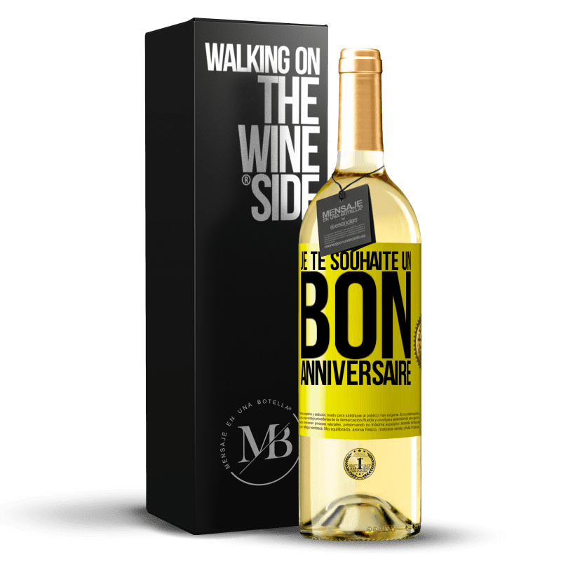 29,95 € Envoi gratuit | Vin blanc Édition WHITE Je te souhaite un bon anniversaire Étiquette Jaune. Étiquette personnalisable Vin jeune Récolte 2024 Verdejo