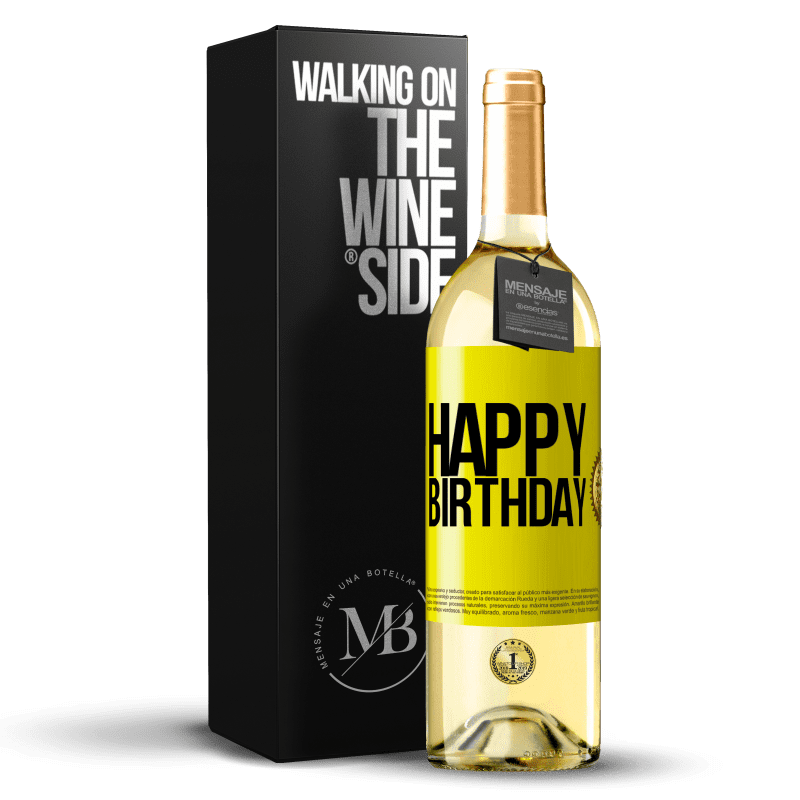 29,95 € Free Shipping | White Wine WHITE Edition Happy birthday Yellow Label. Customizable label Young wine Harvest 2025 Verdejo