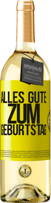 29,95 € | Weißwein WHITE Ausgabe Alles Gute zum Geburtstag Gelbes Etikett. Anpassbares Etikett Junger Wein Ernte 2024 Verdejo