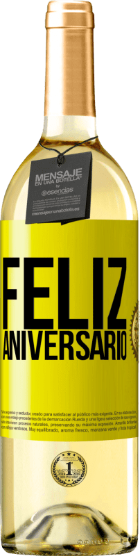 29,95 € | Vinho branco Edição WHITE Feliz aniversario Etiqueta Amarela. Etiqueta personalizável Vinho jovem Colheita 2024 Verdejo