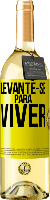 Envio grátis | Vinho branco Edição WHITE Levante-se para viver Etiqueta Amarela. Etiqueta personalizável Vinho jovem Colheita 2023 Verdejo