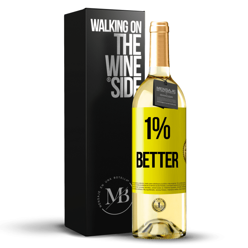 29,95 € Бесплатная доставка | Белое вино Издание WHITE 1% Better Желтая этикетка. Настраиваемая этикетка Молодое вино Урожай 2023 Verdejo