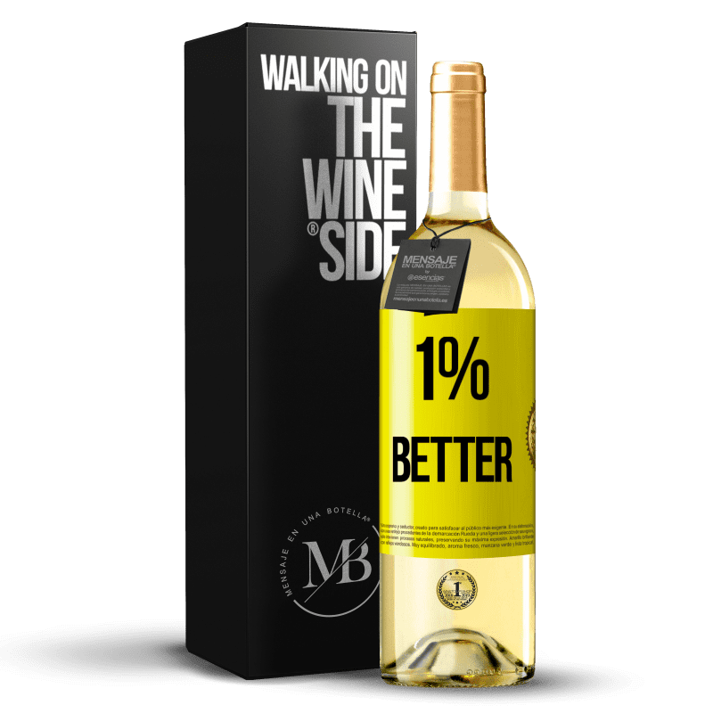 29,95 € Envoi gratuit | Vin blanc Édition WHITE 1% Better Étiquette Jaune. Étiquette personnalisable Vin jeune Récolte 2023 Verdejo