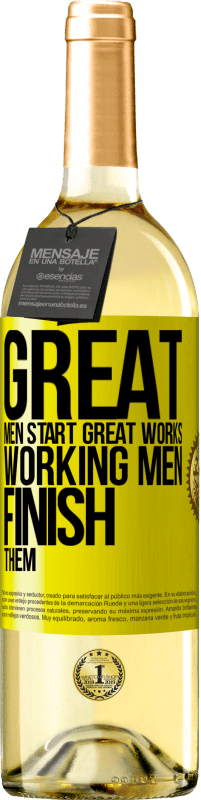 Free Shipping | White Wine WHITE Edition Great men start great works. Working men finish them Yellow Label. Customizable label Young wine Harvest 2023 Verdejo