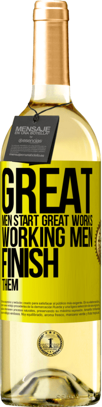 29,95 € Free Shipping | White Wine WHITE Edition Great men start great works. Working men finish them Yellow Label. Customizable label Young wine Harvest 2025 Verdejo