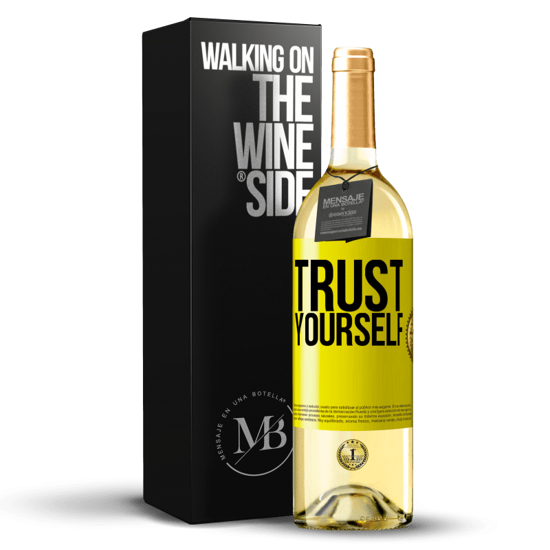 29,95 € Бесплатная доставка | Белое вино Издание WHITE Доверяй себе Желтая этикетка. Настраиваемая этикетка Молодое вино Урожай 2023 Verdejo