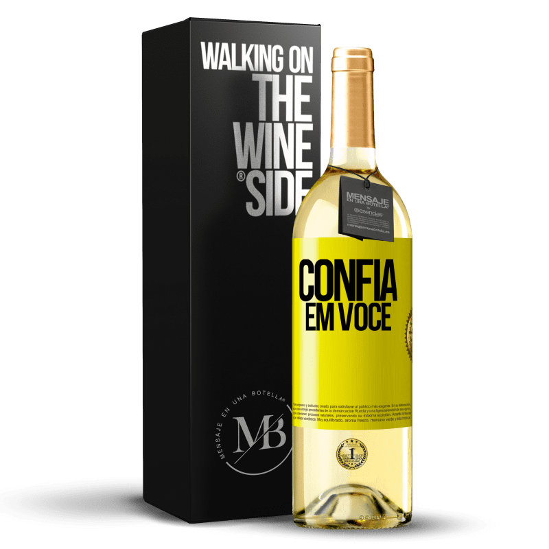 29,95 € Envio grátis | Vinho branco Edição WHITE Confia em você Etiqueta Amarela. Etiqueta personalizável Vinho jovem Colheita 2023 Verdejo