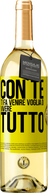 29,95 € Spedizione Gratuita | Vino bianco Edizione WHITE Con te ti fa venire voglia di vivere tutto Etichetta Gialla. Etichetta personalizzabile Vino giovane Raccogliere 2025 Verdejo