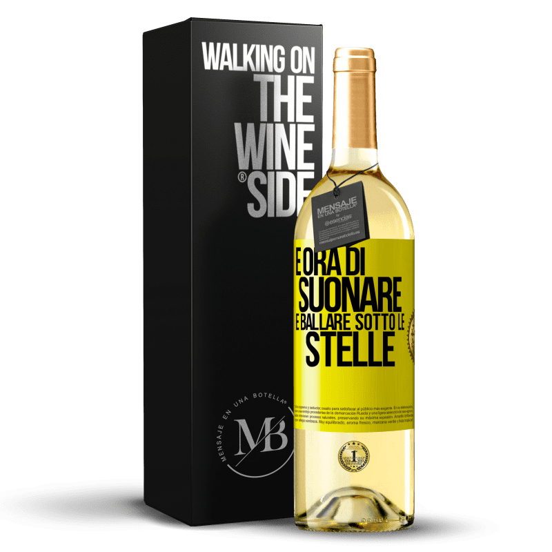 29,95 € Spedizione Gratuita | Vino bianco Edizione WHITE È ora di suonare e ballare sotto le stelle Etichetta Gialla. Etichetta personalizzabile Vino giovane Raccogliere 2023 Verdejo