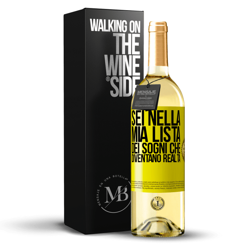 29,95 € Spedizione Gratuita | Vino bianco Edizione WHITE Sei nella mia lista dei sogni che diventano realtà Etichetta Gialla. Etichetta personalizzabile Vino giovane Raccogliere 2025 Verdejo