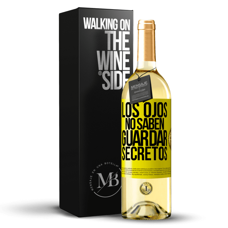 29,95 € Envío gratis | Vino Blanco Edición WHITE Los ojos no saben guardar secretos Etiqueta Amarilla. Etiqueta personalizable Vino joven Cosecha 2025 Verdejo