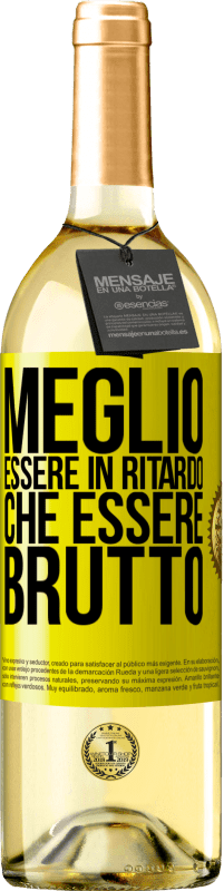 Spedizione Gratuita | Vino bianco Edizione WHITE Meglio essere in ritardo che essere brutto Etichetta Gialla. Etichetta personalizzabile Vino giovane Raccogliere 2023 Verdejo