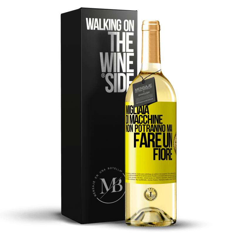 29,95 € Spedizione Gratuita | Vino bianco Edizione WHITE Migliaia di macchine non potranno mai fare un fiore Etichetta Gialla. Etichetta personalizzabile Vino giovane Raccogliere 2023 Verdejo