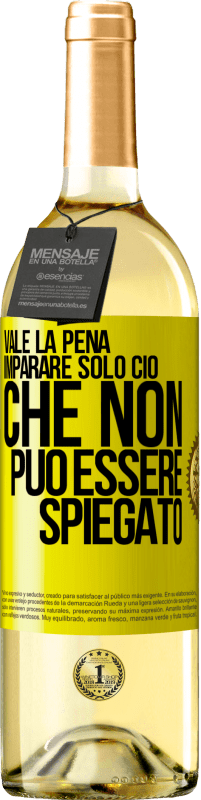 29,95 € | Vino bianco Edizione WHITE Vale la pena imparare solo ciò che non può essere spiegato Etichetta Gialla. Etichetta personalizzabile Vino giovane Raccogliere 2025 Verdejo