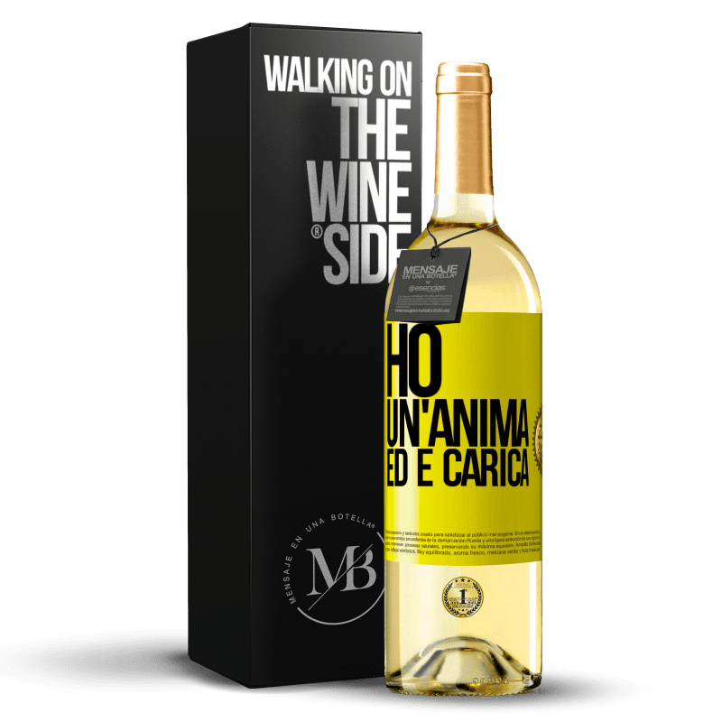 29,95 € Spedizione Gratuita | Vino bianco Edizione WHITE Ho un'anima ed è carica Etichetta Gialla. Etichetta personalizzabile Vino giovane Raccogliere 2023 Verdejo