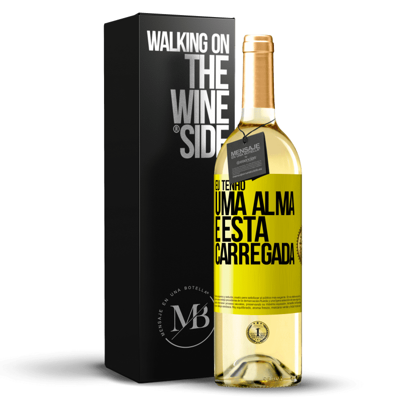 29,95 € Envio grátis | Vinho branco Edição WHITE Eu tenho uma alma e esta carregada Etiqueta Amarela. Etiqueta personalizável Vinho jovem Colheita 2023 Verdejo