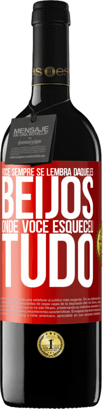 39,95 € | Vinho tinto Edição RED MBE Reserva Você sempre se lembra daqueles beijos onde você esqueceu tudo Etiqueta Vermelha. Etiqueta personalizável Reserva 12 Meses Colheita 2014 Tempranillo