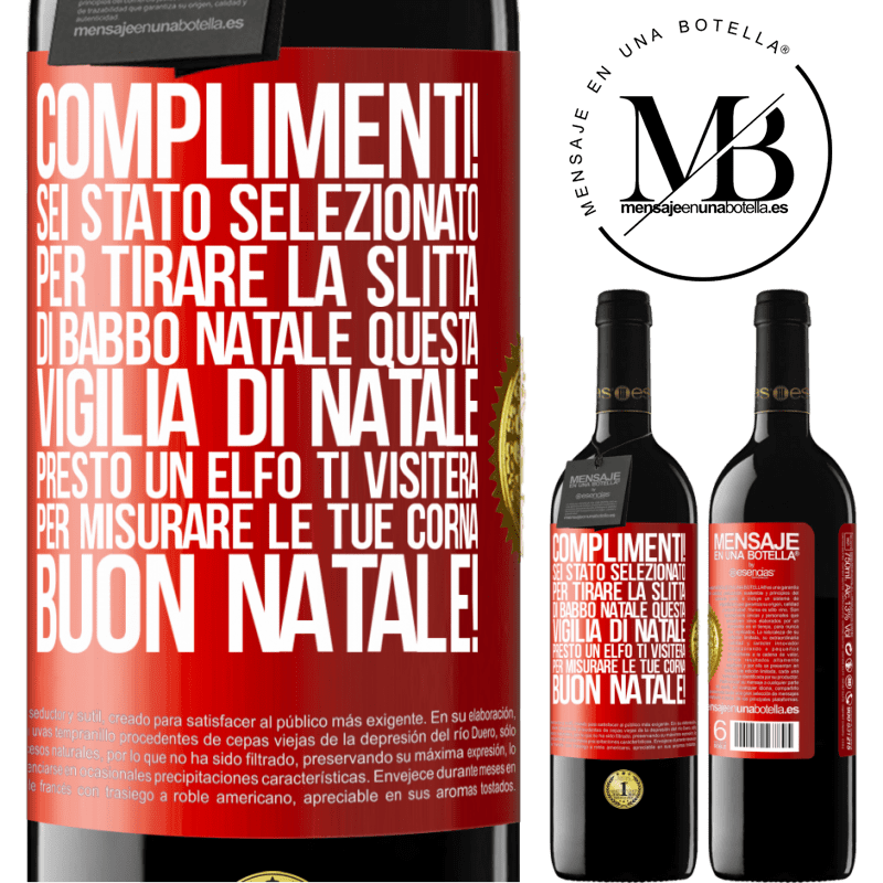 39,95 € Spedizione Gratuita | Vino rosso Edizione RED MBE Riserva Complimenti! Sei stato selezionato per tirare la slitta di Babbo Natale questa vigilia di Natale. Presto un elfo ti visiterà Etichetta Rossa. Etichetta personalizzabile Riserva 12 Mesi Raccogliere 2016 Tempranillo