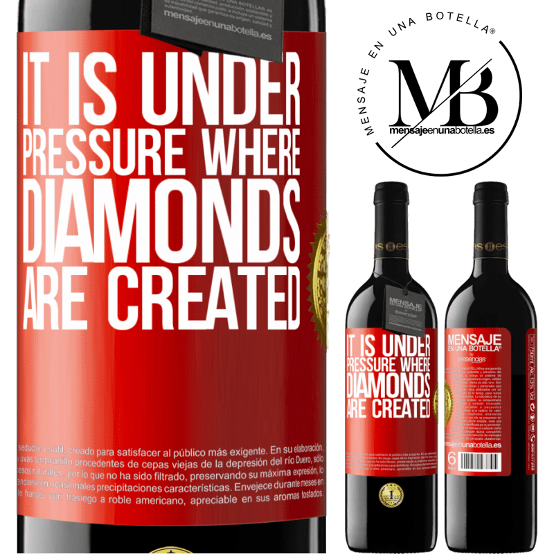 24,95 € Free Shipping | Red Wine RED Edition Crianza 6 Months It is under pressure where diamonds are created Red Label. Customizable label Aging in oak barrels 6 Months Harvest 2019 Tempranillo