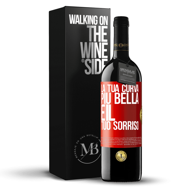 39,95 € Spedizione Gratuita | Vino rosso Edizione RED MBE Riserva La tua curva più bella è il tuo sorriso Etichetta Rossa. Etichetta personalizzabile Riserva 12 Mesi Raccogliere 2016 Tempranillo
