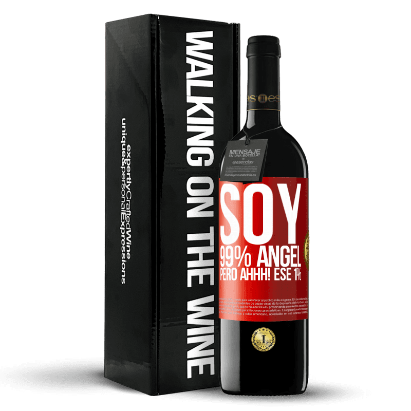 39,95 € Envío gratis | Vino Tinto Edición RED MBE Reserva Soy 99% ángel, pero ahhh! ese 1% Etiqueta Roja. Etiqueta personalizable Reserva 12 Meses Cosecha 2015 Tempranillo