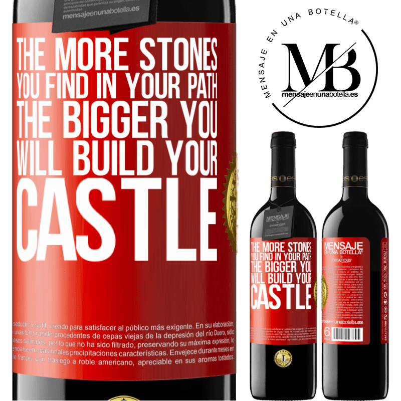 24,95 € Free Shipping | Red Wine RED Edition Crianza 6 Months The more stones you find in your path, the bigger you will build your castle Red Label. Customizable label Aging in oak barrels 6 Months Harvest 2019 Tempranillo