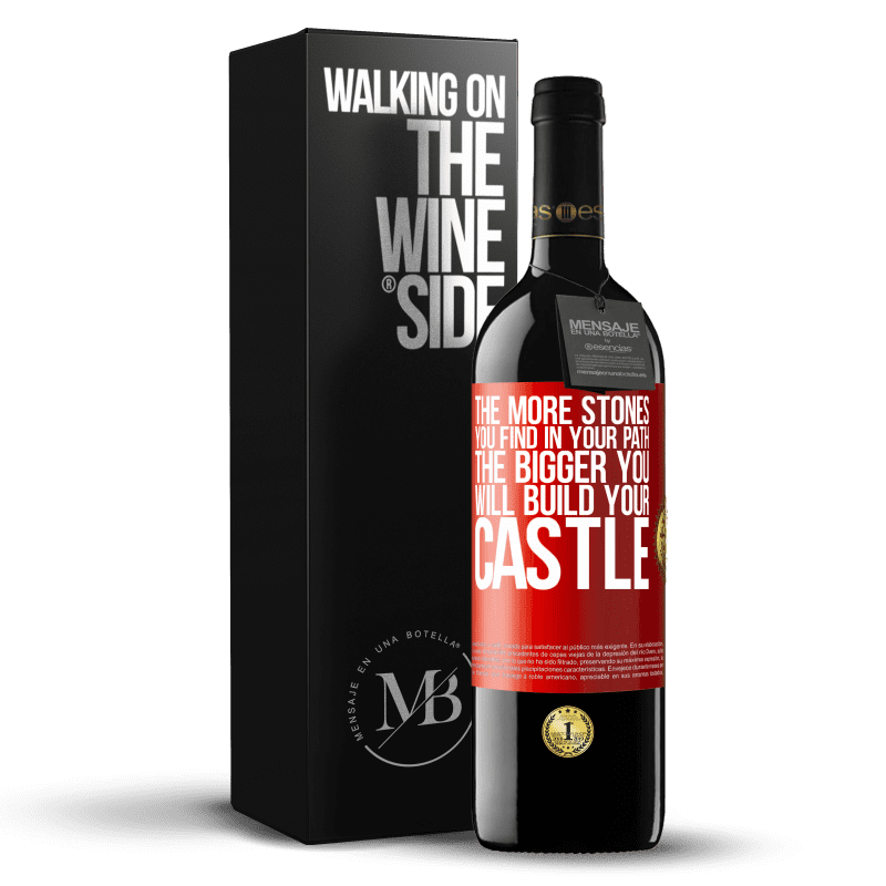 39,95 € Free Shipping | Red Wine RED Edition MBE Reserve The more stones you find in your path, the bigger you will build your castle Red Label. Customizable label Reserve 12 Months Harvest 2015 Tempranillo