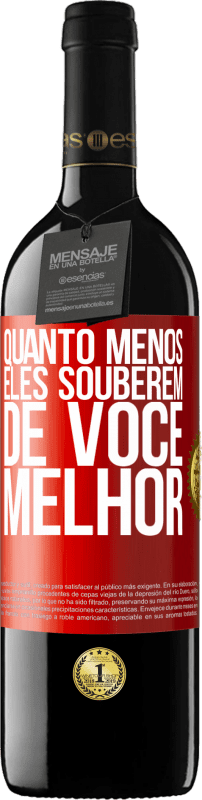 39,95 € | Vinho tinto Edição RED MBE Reserva Quanto menos eles souberem de você, melhor Etiqueta Vermelha. Etiqueta personalizável Reserva 12 Meses Colheita 2015 Tempranillo