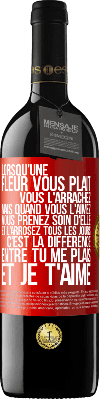 39,95 € | Vin rouge Édition RED MBE Réserve Lorsqu'une fleur vous plait, vous l'arrachez. Mais quand vous l'aimez vous prenez soin d'elle et l'arrosez tous les jours Étiquette Rouge. Étiquette personnalisable Réserve 12 Mois Récolte 2015 Tempranillo