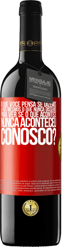 39,95 € Envio grátis | Vinho tinto Edição RED MBE Reserva o que você pensa se dizemos a nós mesmos o que nunca dissemos, para ver se o que acontece nunca aconteceu conosco? Etiqueta Vermelha. Etiqueta personalizável Reserva 12 Meses Colheita 2014 Tempranillo