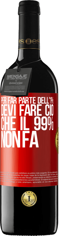 39,95 € | Vino rosso Edizione RED MBE Riserva Per far parte dell'1% devi fare ciò che il 99% non fa Etichetta Rossa. Etichetta personalizzabile Riserva 12 Mesi Raccogliere 2015 Tempranillo