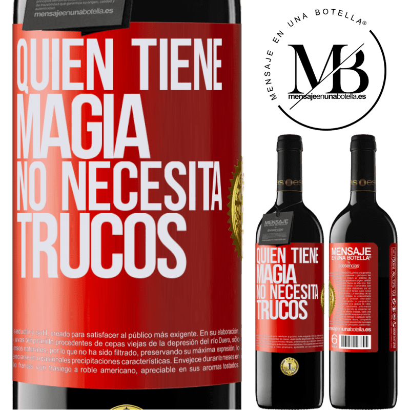 39,95 € Envío gratis | Vino Tinto Edición RED MBE Reserva Quien tiene magia no necesita trucos Etiqueta Roja. Etiqueta personalizable Reserva 12 Meses Cosecha 2014 Tempranillo