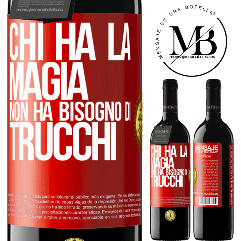 39,95 € Spedizione Gratuita | Vino rosso Edizione RED MBE Riserva Chi ha la magia non ha bisogno di trucchi Etichetta Rossa. Etichetta personalizzabile Riserva 12 Mesi Raccogliere 2016 Tempranillo