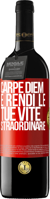39,95 € Spedizione Gratuita | Vino rosso Edizione RED MBE Riserva Carpe Diem e rendi le tue vite straordinarie Etichetta Rossa. Etichetta personalizzabile Riserva 12 Mesi Raccogliere 2016 Tempranillo