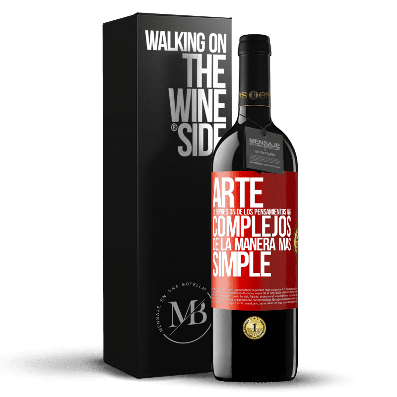 39,95 € Envío gratis | Vino Tinto Edición RED MBE Reserva ARTE. La expresión de los pensamientos más complejos de la manera más simple Etiqueta Roja. Etiqueta personalizable Reserva 12 Meses Cosecha 2016 Tempranillo