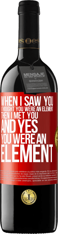 Free Shipping | Red Wine RED Edition MBE Reserve When I saw you, I thought you were an element. Then I met you and yes you were an element Red Label. Customizable label Reserve 12 Months Harvest 2014 Tempranillo